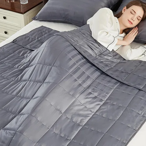 Vista 22 de anfie - Manta con peso para niños (40 x 60 pulgadas, 10 libras), ultrasuave y acogedora, refrescante, lavable a máquina, beige