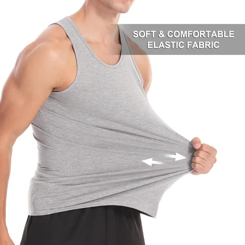 Vista 3 de Camiseta sin mangas para hombre, chaleco de algodón, sin mangas, para gimnasio, entrenamiento, culturismo, fitness, muscular, camisetas