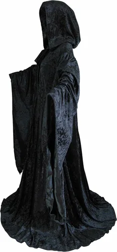 Vista 4 de Bata de terciopelo estilo Cosplay Hechicero con mangas y capucha con forro de satén