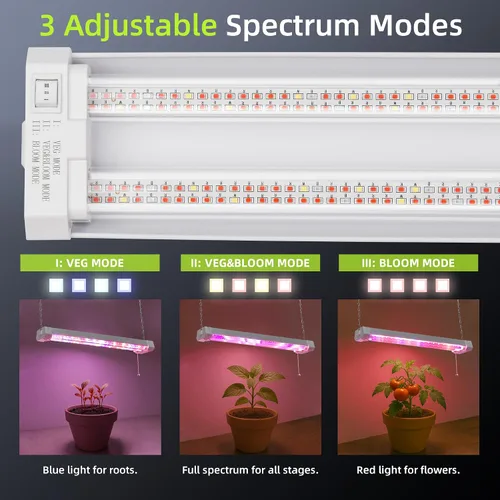 Vista 4 de Hlite Lámparas de cultivo de plantas ajustables de espectro completo de 16 pulgadas, luces de cultivo enlazables para plantas de interior, diseño