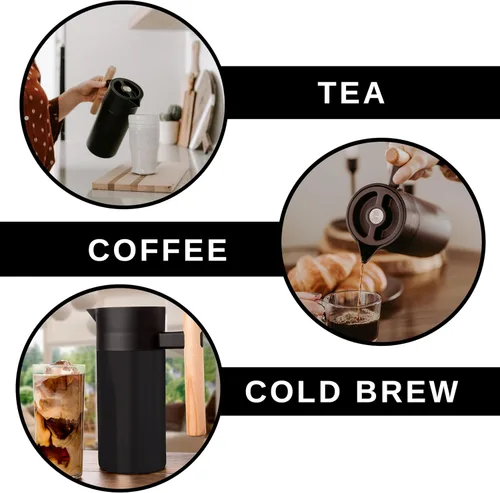 Vista 4 de Hastings Collective Jarra térmica de café de 40 onzas – Jarra aislada al vacío de doble pared de acero inoxidable – Cafetera térmica de 1 litro