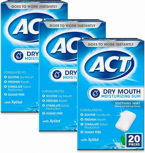 Vista 11 de ACT Goma hidratante de boca seca, 20 piezas, con xilitol, menta calmante