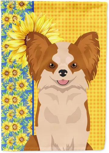 Vista 204 de Caroline's Treasures WDK5313GF Bandera de jardín con diseño de girasoles de verano, color negro y tostado, Airedale Terrier para buzón, bandera