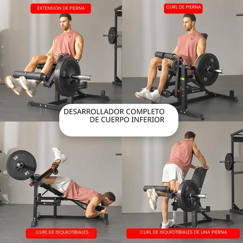 Vista 3 de Finer Form GLX Banco de pesas ajustable con extensión de piernas y máquina