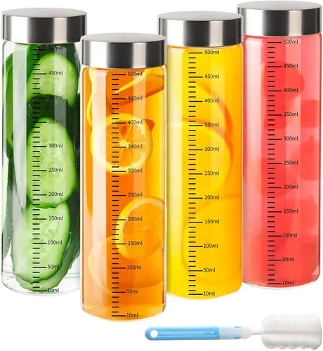 Vista 6 de Paquete de 30 botellas de plástico vacías de 10 onzas con tapas, recipientes transparentes reutilizables para bebidas con tapas negras a prueba