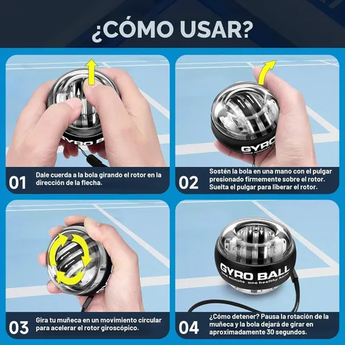 Vista 5 de XMALL Bola de giroscopio de muñeca, fortalecedor de antebrazo de mano, entrenador de muñeca, iluminación colorida de arranque automático
