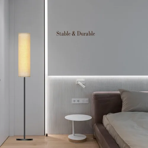Vista 7 de Lámpara de pie para sala de estar, lámpara de pie LED ajustable con control remoto, lámpara de pie moderna alta con pantalla beige, luz LED suave