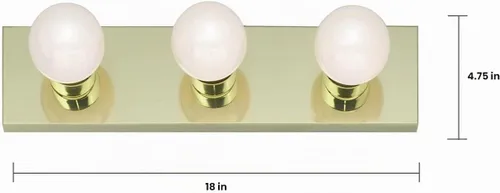 Vista 3 de Nuvo Lighting SF77/188 Lámpara de Tocador Transicional de Tres Luces en Acabado de Latón Pulido/Fundido Brass-Polished/Cast