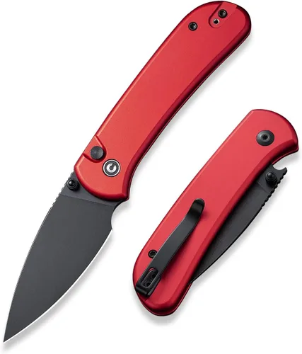 Vista 8 de CIVIVI Cuchillo Plegable de Bolsillo - Cuchillo con Bloqueo de Botón con Abridor de Pulgar para EDC, Hoja 14C28N de 2.98", Mango de Aluminio, Negro