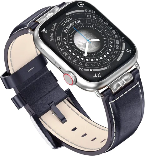 Vista 11 de Caseultra Correas de cuero compatibles con Apple Watch Band 1.929 in 1.772 in 1.732 in 1.654 in 1.614 in 1.575 in 1.496 in para hombre, correa