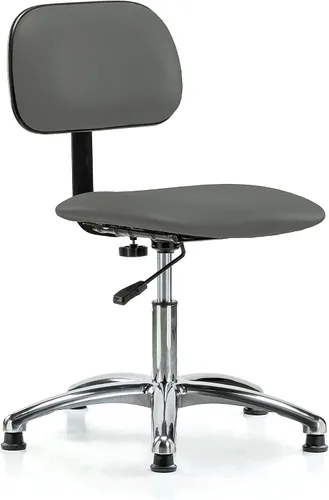 Vista 74 de Perch - Silla de laboratorio cromada con respaldo ajustable, altura del escritorio de 17 a 22 pulgadas, tela negra