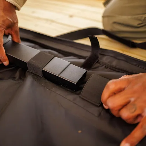Vista 6 de Disc-O-Bed Gran banco convertible para exterior de 2 personas y cuna de camping doble para adultos, sistema de literas portátil, negro