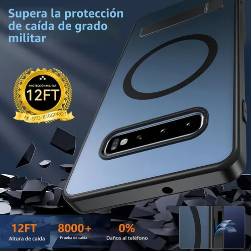Vista 5 de BESINPO Funda magnética para Samsung Galaxy S10 Plus, [con patada invisible incorporada][grado militar a prueba de golpes] Funda delgada translúcida