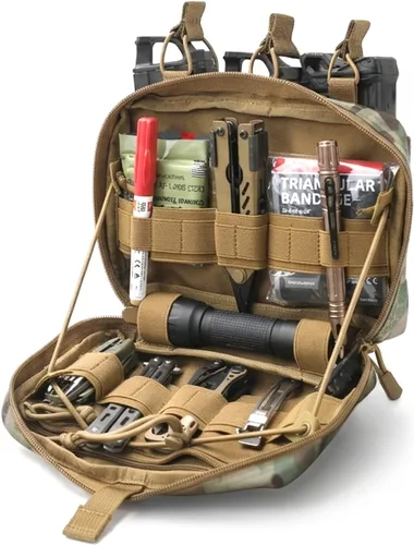 Vista 12 de WYNEX Bolsa Táctica para Administración de Cargadores, Bolsa de Herramientas Utilitaria Molle, Organizador Médico EMT con Sistema Triple Apilable