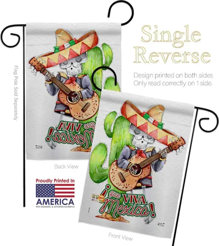 Vista 3 de Angeleno Heritage Cinco de Mayo Que Viva México Garden Flag Set de suspensión de pared para fiesta de verano Cactus Pinata Sombrero Mexicano Fiesta