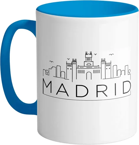 Vista 8 de TeesAndTankYou Skyline Madrid - Taza de café (11 onzas), color negro
