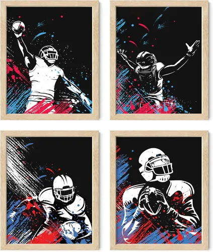 Vista 48 de Impresiones artísticas de fútbol americano para pared, juego de 5 (8x10) carteles de fútbol americano sin marco, decoración de sala de fútbol Niños