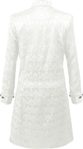 Vista 5 de Chaqueta medieval gótica steampunk para hombre, disfraz victoriano de vampiro pirata, abrigo