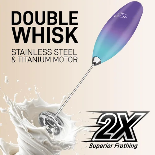 Vista 162 de Zulay Milk Boss Espumador de leche potente manual, hace espuma para latte, batidor para mezclar bebidas, café, miniespumador para capuchino, frappé