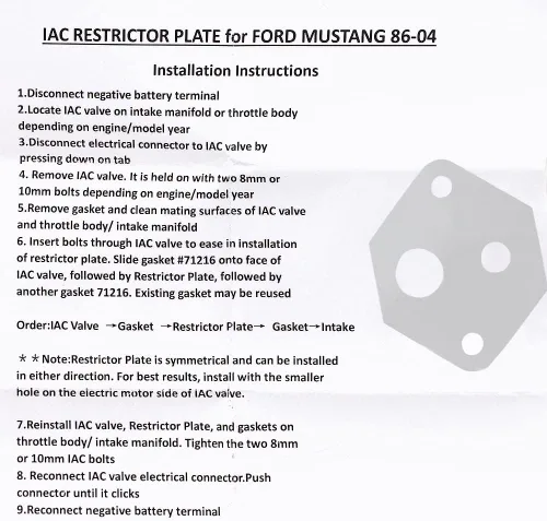 Vista 7 de CULMKARI Placa restrictora IAC de control de aire de ralentí compatible con Ford Mustang1986-1995 LX GT 5.0 V8 1996-2004 4.6 SOHC Cobra DOHC