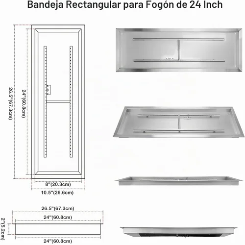 Vista 2 de Stanbroil Hoguera rectangular de gas desplegable de 24 x 8 pulgadas