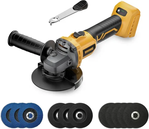 Vista 10 de Amoladora angular de 4-1/2 pulgadas inalámbrica compatible con batería Milwaukee de 18 V/M18, amoladora eléctrica de 6 velocidades variables