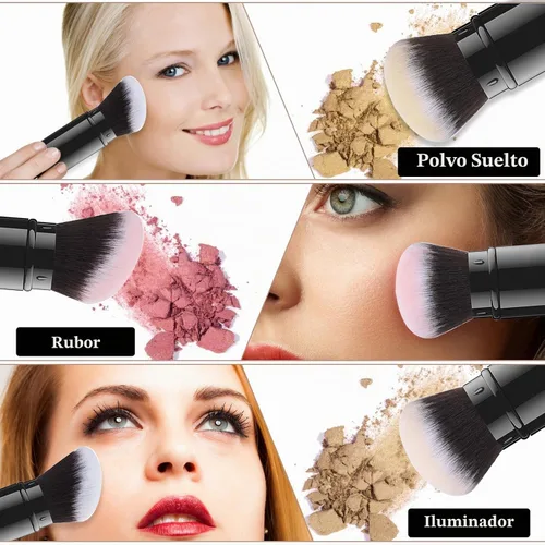Vista 6 de Brochas de maquillaje retráctiles, paquete de 2 brochas de maquillaje de Negro