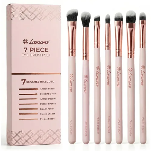Vista 14 de 7 pieza Eye Juego de brochas, Negro/Plateado Fluffy, Smudging, Shading, Defining, Powder Cream Liquid Cosmetics, Eyeliner, Crease, Eyebrow