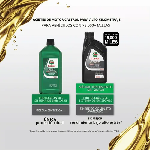 Vista 7 de Castrol GTX High Mileage 10W-30 - Aceite sintético para motor, 1 cuarto de galón, paquete de 6