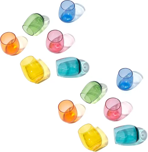 Vista 3 de KX-WARE Vasos de vino acrílicos irrompibles de 18 onzas sin tallo, vasos de plástico multiusos, juego de 6 unidades, color azul, apto