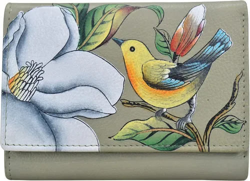 Vista 6 de Anna by Anuschka Cartera de tres pliegues pintada a mano para mujer de cuero