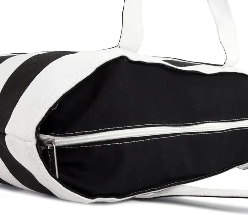 Vista 5 de DALIX - Bolsa de playa a rayas para mujer, diseño de rayas, color negro
