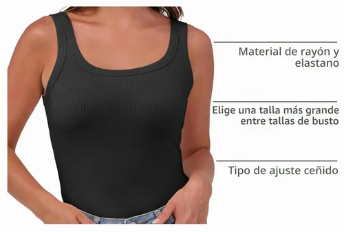 Vista 4 de ANRABESS - Camiseta sin mangas de cuello redondo para mujer, bonita, acanalada, ajustada, prenda básica de verano Negro