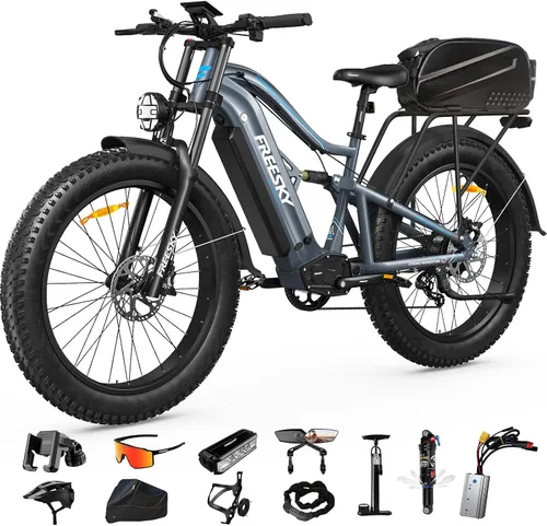 Vista 10 de FREESKY Bicicleta de montaña eléctrica, 20 MPH, 140 millas de largo alcance