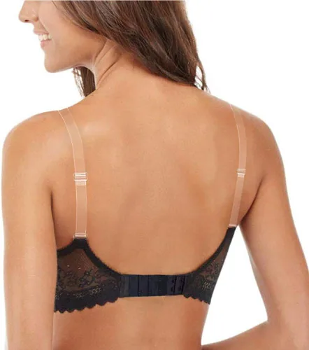 Vista 3 de Correa invisible transparente para brasier antideslizante, ajustable, suave, 2 pares de correas de hombro transparentes