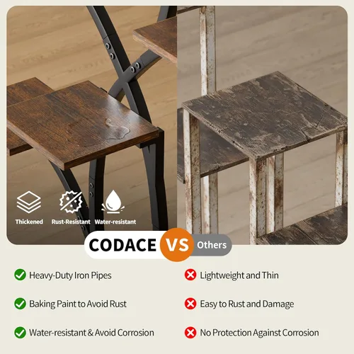 Vista 6 de CODACE Soporte para plantas de interior con luces de crecimiento, estante para plantas de 6 niveles para interiores, soportes de esquina de 50