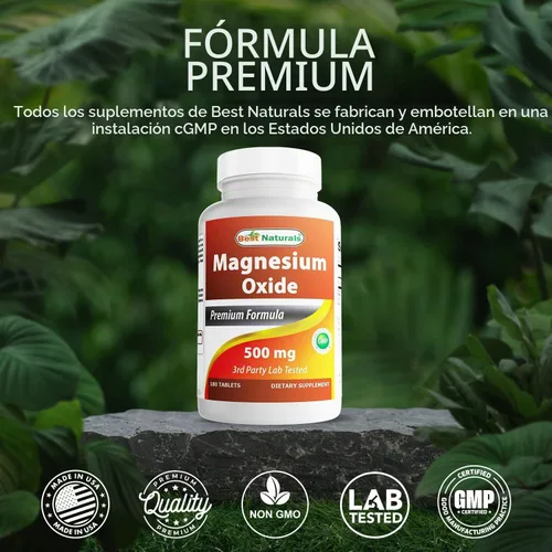 Vista 5 de Best Naturals Óxido de magnesio 500 mg 180 comprimidos