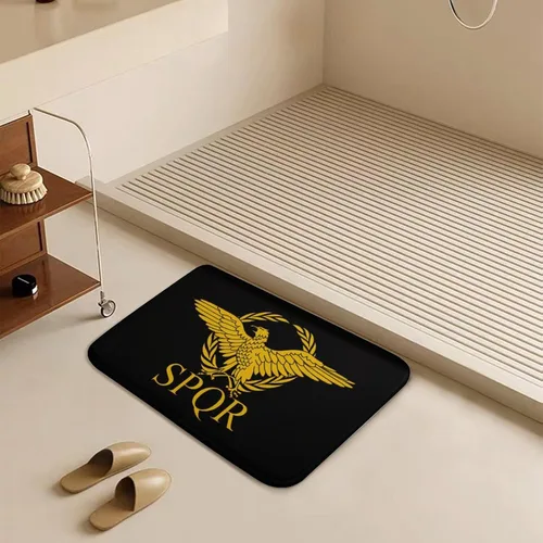 Vista 6 de Alfombra de baño gruesa con bandera del Imperio Romano del Senado SPQR, antideslizante, tapete de baño de terciopelo coral para puerta, 19.7 x 31.5