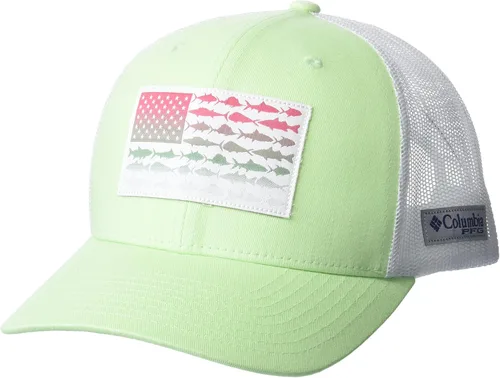 Vista 4 de Columbia Snapback de malla con bandera de pez PFG Negro y piedra oscura.
