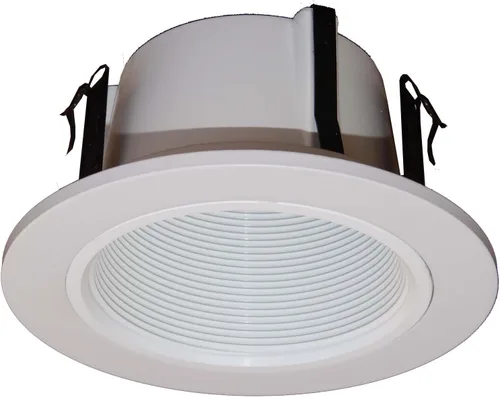 Vista 3 de Paquete de 6 bafle escalonados fenólicos de voltaje de línea de 4 pulgadas para luz empotrada, color blanco reemplaza al halo 993w