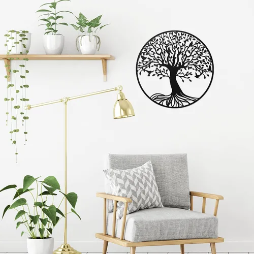 Vista 5 de Demissle Arte de pared de metal árbol de la vida de 11.8 pulgadas para colgar en la pared, árbol genealógico, esculturas colgantes de jardín