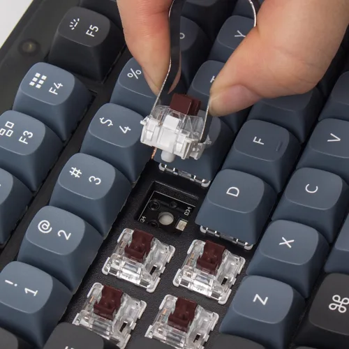 Vista 2 de Keychron Teclado mecánico personalizado V1 75 de diseño QMKVIA macro programable con teclado intercambiable en caliente K Pro Brown Switch