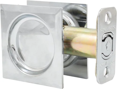 Vista 7 de Stone Harbor Hardware Cerradura de puerta de bolsillo cuadrada contemporánea, función de paso, fondo de 2-3/8", negro mate
