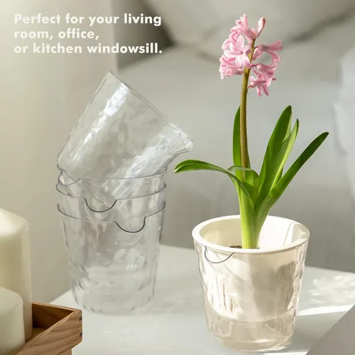 Vista 6 de Macetas de 6.5 pulgadas con riego automático para plantas de interior, paquete de 6 unidades, maceta para violeta africana, macetas con riego Blanco