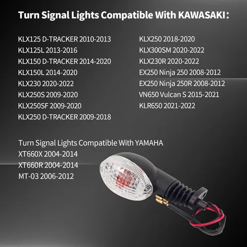Vista 5 de 2 pares de luces direccionales 23037-0115/0116/0117/0118/0388/0389/0376/0377 compatibles con KAWASAKI KLX125 KLX150 KLX230 KLX250 KLX300 KLX2300