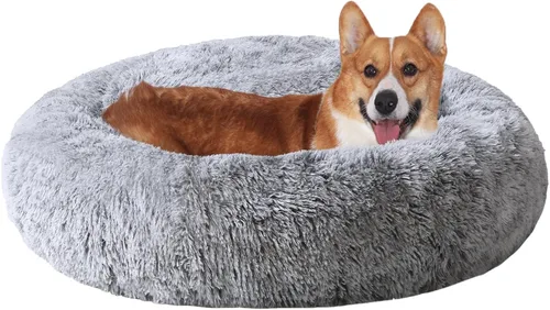 Vista 30 de JOLLYVOGUE - Cama para perros y gatos, cama relajante y antiestrés para mascotas y perros pequeños, cojín esponjoso en forma de dona para mascotas