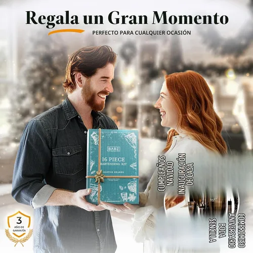 Vista 7 de BARE BARREL® Mixology Bartender Kit Bar Set Juego de coctelera de 16 piezas Herramientas de mezcla de Martini Barware para el hogar Incluye 35