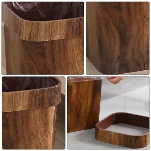 Vista 8 de Holibanna Basurero rectangular de 3.7 galones, papelera rústica para reciclaje, cesta de almacenamiento para oficina, baños, cocinas