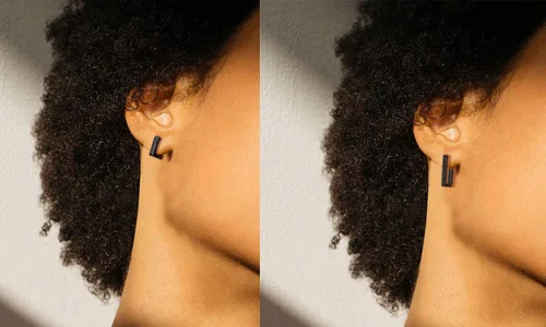 Vista 2 de 2 pares de aretes de aro minimalistas chapados en oro de 14 quilates, pequeños y delicados aretes geométricos cuadrados y rectangulares para niñas