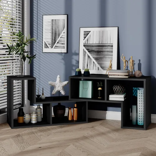 Vista 3 de KOTEK - Soporte de TV para TV de 50, 55, 60, 65 pulgadas, organizador de estantería de combinación gratuita, mesa de consola de TV con estantes